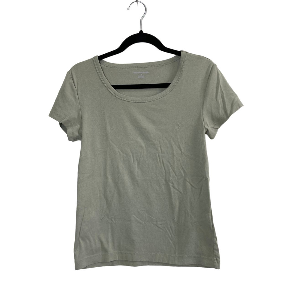 Women's Amazon Essentials Short Sleeve Olive Green T-shirt Large